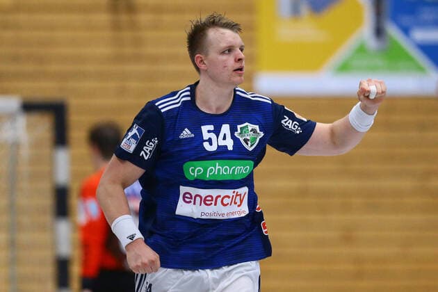 25 08 2022, xtgx, handball Liqui Moly HBL test match, SC Magdeburg TSV Hannover Burgdorf emspor v l Justus Fischer Hannover Jubel, Torjubel, jubelt über das Tor, celebrate the goal, celebration Beetzendorf