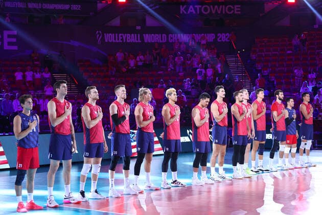 KATOWICE 26.08.2022 MISTRZOSTWA SWIATA W SIATKOWCE MEZCZYZN FAZA GRUPOWA GRUPA C: USA - MEKSYK --- FIVB VOLLEYBALL MENS World Championship, WM, Weltmeisterschaft 2022 GROUP C MATCH: USA - MEXICO REPREZENTACJA STANOW ZJEDNOCZONYCH FOT. ANNA KLEPACZKO FOTOPYK NEWSPIX.PL --- Newspix.pl  220826LUM006