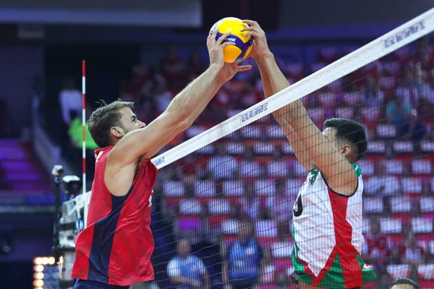 KATOWICE 26.08.2022 MISTRZOSTWA SWIATA W SIATKOWCE MEZCZYZN FAZA GRUPOWA GRUPA C: USA - MEKSYK --- FIVB VOLLEYBALL MENS World Championship, WM, Weltmeisterschaft 2022 GROUP C MATCH: USA - MEXICO AARON RUSSEL FOT. ANNA KLEPACZKO FOTOPYK NEWSPIX.PL --- Newspix.pl  220826LUM013