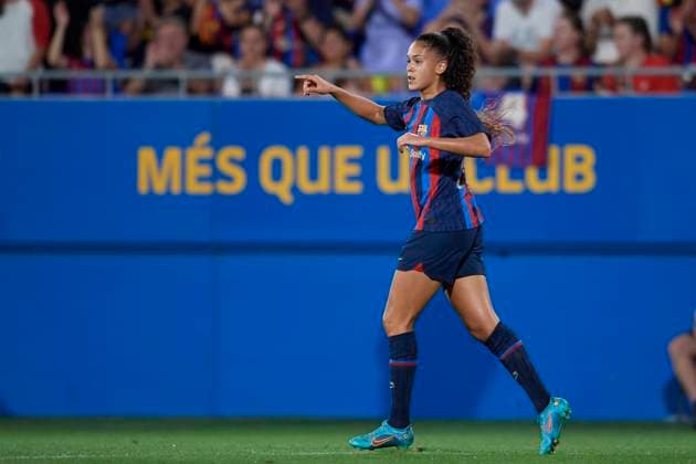 Futbol Club Barcelona v Montpellier Herault SC - Womens Joan Gamper Trophy Ariana Arias of Barcelona celebrates after scoring his sides first goal during the Womens Joan Gamper Trophy match between FC Barcelona, Barca and Montpellier at Estadi Johan Cruyff on August 22, 2022 in Barcelona, Spain. Barcelona Spain  Copyright: xJosexBretonx originalFilename:breton-futbolcl220823_npEv6.jpg