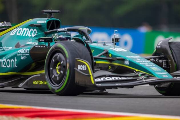 SPA-FRANCORCHAMPS, BELGIUM - AUGUST 26 : Stroll - Aston Martin during the F1 race of the Belgian Formula One Grand Prix Spa Francorchamps on August 26, 2022 in Spa-Francorchamps, Belgium, 26 08 2022 ( Belgian Grand Prix Formula One 2022 PhotoNews Panoramic 