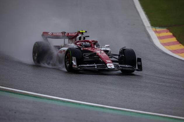 SPA-FRANCORCHAMPS, BELGIUM - AUGUST 26 : Zhou - Alfa Romeo during the F1 race of the Belgian Formula One Grand Prix Spa Francorchamps on August 26, 2022 in Spa-Francorchamps, Belgium, 26 08 2022 ( Belgian Grand Prix Formula One 2022 PhotoNews Panoramic 