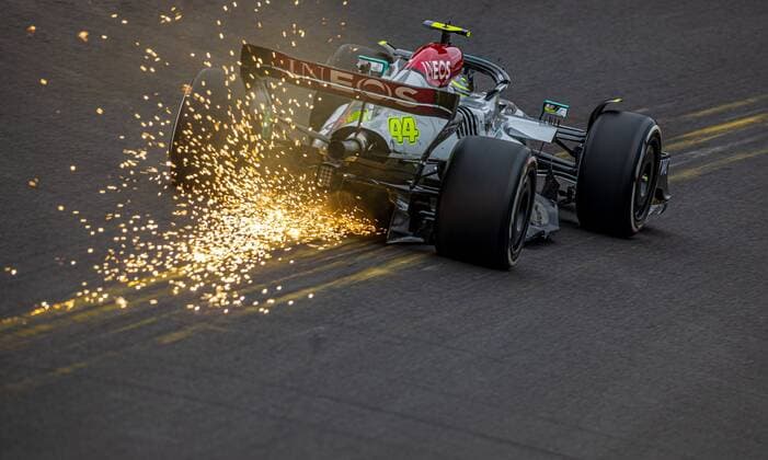 SPA-FRANCORCHAMPS, BELGIUM - AUGUST 26 : Hamilton -Mercedes during the F1 race of the Belgian Formula One Grand Prix Spa Francorchamps on August 26, 2022 in Spa-Francorchamps, Belgium, 26 08 2022 ( Belgian Grand Prix Formula One 2022 PhotoNews Panoramic 