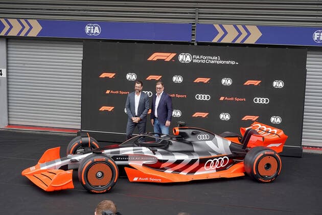 26 08 2022, Circuit de Spa Francorchamps, Spa Franchorchamps, FORMULA 1 ROLEX BELGIAN GRAND PRIX 2022 , in picture Press conference on Audis entry into Formula 1 Audi CEO Markus Duesmann, Audi CTO Oliver Hoffmann Spa Franchorchamps Circuit de Spa Francorchamps Belgium  eu-images-506