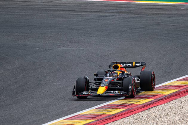 Oracle Red Bull Racing Dutch rider Max Verstappen pictured in action during the third practice session at the Grand Prix F1 of Belgium race, in Spa-Francorchamps, Saturday 27 August 2022. The Spa-Francorchamps Formula One Grand Prix takes place this weekend, from August 26th to August 28th. JONASxROOSENS  x41232945x