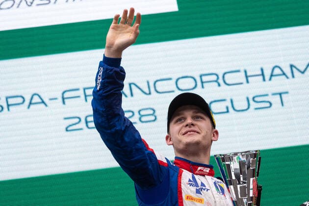 Podium, STANEK Roman (cze), Trident Racing, Dallara F3, portrait during the 7th round of the 2022 FIA Formula 3 Championship, from August 26 to 28, 2022 on the Circuit de Spa-Francorchamps, in Francorchamps, Belgium - AUTO - FORMULA 3 2022 - BELGIUM DPPI Panoramic  SPA_GP_SR-1450-2