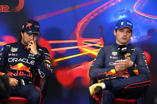 11 Sergio Perez MEX, Oracle Red Bull Racing , 1 Max Verstappen NLD, Oracle Red Bull Racing , F1 Grand Prix of Belgium at Circuit de Spa Francorchamps on August 27, 2022 in Spa Francorchamps, Belgium Photo by Mark Sutton Motorsport Images DPPI via HOCH ZWEI Spa Francorchamps Belgium