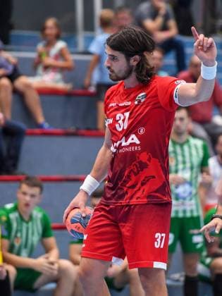 HANDBALL - EHF EL, Hard vs Pelister II HARD,AUSTRIA,27.AUG.22 - HANDBALL - EHF European League, qualification, HC Hard vs HC Eurofarm Pelister II. Image shows Ivan Horvat (Hard).  GEPAxpictures xOliverxLerch