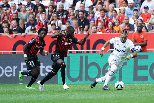 Dimitri Payet (Olympique de Marseille) - Nicolas Pepe (OGC Nice) FOOTBALL : OGC Nice vs Olympique de Marseille - Ligue 1 Uber Eats - Nice - 28 08 2022 NorbertScanella Panoramic 