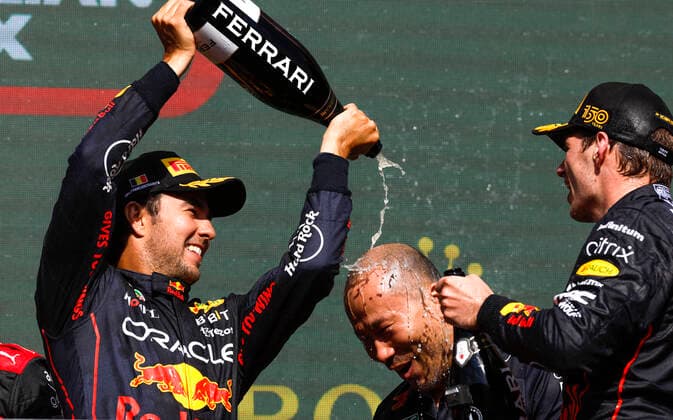 11 Sergio Perez MEX, Oracle Red Bull Racing , 1 Max Verstappen NLD, Oracle Red Bull Racing , F1 Grand Prix of Belgium at Circuit de Spa Francorchamps on August 28, 2022 in Spa Francorchamps, Belgium Photo by HOCH ZWEI Spa Francorchamps Belgium