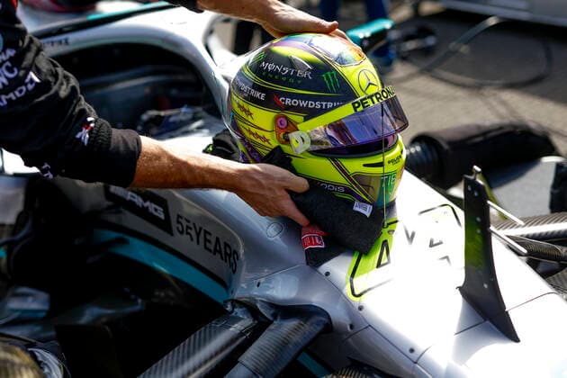 Helmet of 44 Lewis Hamilton GBR, Mercedes AMG Petronas F1 Team , F1 Grand Prix of Belgium at Circuit de Spa Francorchamps on August 28, 2022 in Spa Francorchamps, Belgium Photo by HOCH ZWEI Spa Francorchamps Belgium