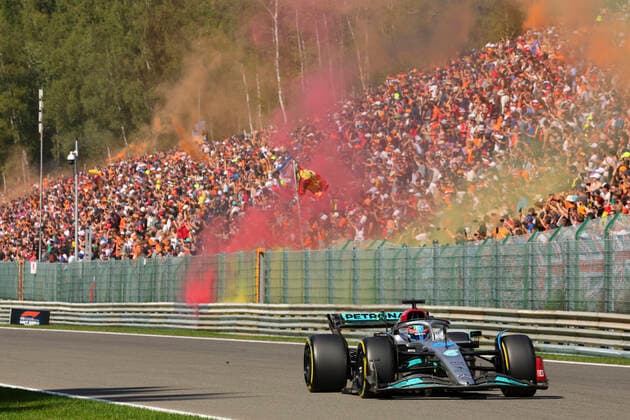 63 George Russell GBR, Mercedes AMG Petronas F1 Team , F1 Grand Prix of Belgium at Circuit de Spa Francorchamps on August 28, 2022 in Spa Francorchamps, Belgium Photo by HOCH ZWEI Spa Francorchamps Belgium