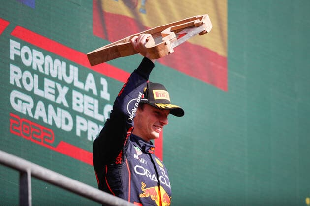 podium VERSTAPPEN Max (ned), Red Bull Racing RB18, portrait during the Formula 1 Rolex Belgian Grand Prix 2022, 14th round of the 2022 FIA Formula One World Championship, WM, Weltmeisterschaft from August 26 to 28, 2022 on the Circuit de Spa-Francorchamps, in Francorchamps, Belgium - F1 - BELGIAN GRAND PRIX 2022 - RACE DPPI Panoramic  00122034__V2_3406