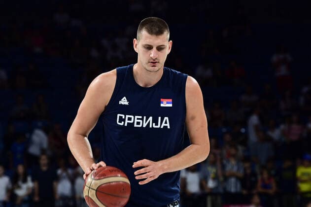 Nikola Jokic of Serbia during the FIBA Basketball WORLD CUP 2023 European Qualifiers 2nd Round group I match between Turkey and Serbia at Sinan Erdem Dome in Istanbul , Turkey on August 28 , 2022. ( Photo by Seskimphoto ) FIBA Basketball WORLD CUP 2023 European Qualifiers - TURKEY v SERBIA 