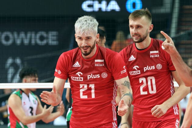 28.08.2022 KATOWICE SPODEK POLSKA (KATOWICE POLAND ) SIATKOWKA MEZCZYZN ( MEN S VOLLEYBALL ) FIVB MISTRZOSTWA SWIATA W PILCE SIATKOWEJ MEZCZYZN POLSKA - SLOWENIA 2022 ( FIVB MEN S World Championship, WM, Weltmeisterschaft 2022) MECZ POLSKA - MEKSYK ( GAME POLAND - MEXICO ) NZ TOMASZ FORNAL , MATEUSZ BIENIEK RADOSC FOTO JAKUB PIASECKI CYFRASPORT NEWSPIX.PL --- Newspix.pl POLAND OUT!  20220828CSJP3089