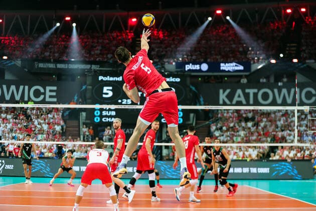 28.08.2022 KATOWICE SPODEK POLSKA (KATOWICE POLAND ) SIATKOWKA MEZCZYZN ( MEN S VOLLEYBALL ) FIVB MISTRZOSTWA SWIATA W PILCE SIATKOWEJ MEZCZYZN POLSKA - SLOWENIA 2022 ( FIVB MEN S World Championship, WM, Weltmeisterschaft 2022) MECZ POLSKA - MEKSYK ( GAME POLAND - MEXICO ) NZ SERW ZAGRYWKA LUKASZ KACZMAREK FOTO JAKUB PIASECKI CYFRASPORT NEWSPIX.PL --- Newspix.pl POLAND OUT!  20220828CSJP3109