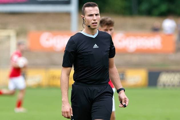 Soccer men season 2022 2023 Regionalliga West 6 matchday 1 FC Bocholt SG Wattenscheid 09 on 27 08 2022 at the Gigaset Arena in Bocholt Francisco Lahora Chulian referee North Rhine Westphalia Germany