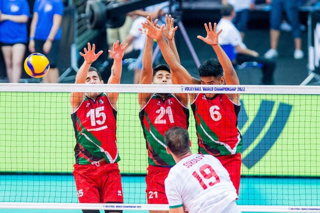 KATOWICE 30.08.2022 SIATKOWKA MISTRZOSTWA SWIATA 2022 MEKSYK - BULGARIA FIVB VOLLEYBALL MEN S World Championship, WM, Weltmeisterschaft POLAND 2022 MEXICO - BULGARIA Christian Aranda Brandon Gabriel Lopez Rios Josue De Jesus Lopez Rios FOT. MICHAL CHWIEDUK FOKUSMEDIA.COM.PL NEWSPIX.PL --- Newspix.pl POLAND OUT!  220830CHW159
