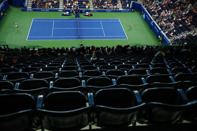 Mandatory Credit: Photo by Javier Garcia Shutterstock (13352652en) Empty seats in Louis Armstrong Stadium for Emma Raducanu and Alize Cornet during their first round match US Open Championships 2022, Day Two, USTA National Tennis Center, Flushing Meadows, New York, USA - 30 Aug 2022 EDITORIAL USE ONLY No use with unauthorised audio, video, data, fixture lists, club league logos or live services. Online in-match use limited to 120 images, no video emulation. No use in betting, games or single club league player publications. US Open Championships 2022, Day Two, USTA National Tennis Center, Flushing Meadows, New York, USA - 30 Aug 2022 EDITORIAL USE ONLY No use with unauthorised audio, video, data, fixture lists, club league logos or live services. Online in-match use limited to 120 images, no video emulation. No use in betting, games or single club league player publications. Copyright: xJavierxGarcia Shutterstockx 13352652en