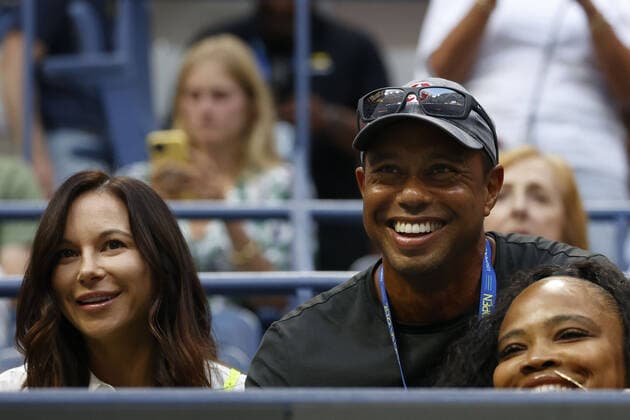 Tiger Woods watches Serena Williams play in her second-round match of the 2022 US Open Tennis Championships against Anett Kontaveit of Estonia in Arthur Ashe Stadium at the USTA Billie Jean King National Tennis Center in New York City on Wednesday, August 31, 2022.  NYP202208231102 JOHNxANGELILLO