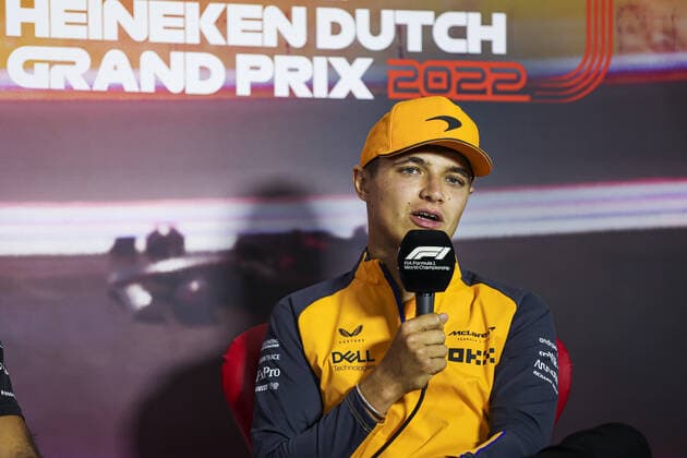 NORRIS Lando (gbr), McLaren F1 Team MCL36, portrait, press conference, PK, Pressekonferenz during the Formula 1 Heineken Dutch Grand Prix 2022, 15th round of the 2022 FIA Formula One World Championship, WM, Weltmeisterschaft from September 2 to 4, 2022 on the Zandvoort Circuit, in Netherlands, Belgium - F1 - DUTCH GRAND PRIX 2022 DPPI Panoramic 00122035_AV6_4199.JPG_