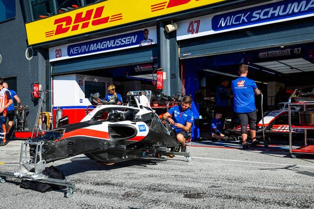 Haas F1 Team VF-22 Ferrari, Mechanical detail of the chassis during the Formula 1 Heineken Dutch Grand Prix 2022, 15th round of the 2022 FIA Formula One World Championship, WM, Weltmeisterschaft from September 2 to 4, 2022 on the Zandvoort Circuit, in Netherlands, Belgium - F1 - DUTCH GRAND PRIX 2022 DPPI Panoramic  20220901_GOOD9177
