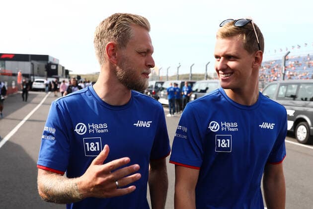 F1 Grand Prix Of The Netherlands Practice Kevin Magnussen and Mick Schumacher of Haas before the practice ahead of the Formula 1 Grand Prix of The Netherlands at Zandvoort circuit, Netherlands on September 2, 2022. Zandvoort Netherlands  Copyright: xJakubxPorzyckix originalFilename:porzycki-f1grandp220902_npkF6.jpg