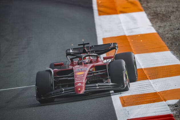 16 LECLERC Charles (mco), Scuderia Ferrari F1-75, action during the Formula 1 Heineken Dutch Grand Prix 2022, 15th round of the 2022 FIA Formula One World Championship, WM, Weltmeisterschaft from September 2 to 4, 2022 on the Zandvoort Circuit, in Netherlands, Belgium - F1 - DUTCH GRAND PRIX 2022 DPPI Panoramic  00122035__V2_4404.JPG_