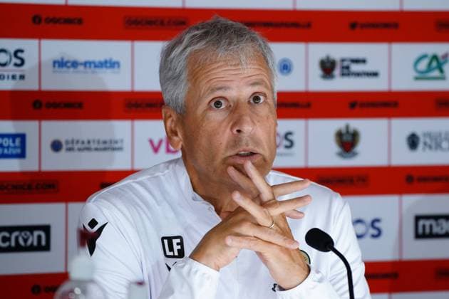 Lucien Favre (entraineur de l OGC Nice) FOOTBALL : PrÃ sentation des nouvelles recrues de l™OGC Nice - Nice - 02 08 2022 NorbertScanella Panoramic 