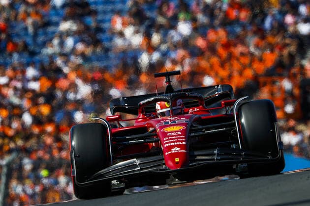 16 LECLERC Charles (mco), Scuderia Ferrari F1-75, action during the Formula 1 Heineken Dutch Grand Prix 2022, 15th round of the 2022 FIA Formula One World Championship, WM, Weltmeisterschaft from September 2 to 4, 2022 on the Zandvoort Circuit, in Netherlands, Belgium - F1 - DUTCH GRAND PRIX 2022 DPPI Panoramic  00122035__V2_6475.JPG_