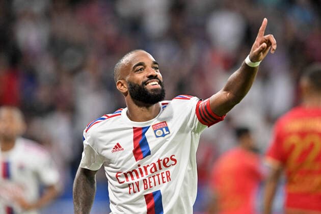 Fußball, Olympique Lyon - SCO Angers Joie de Alexandre Lacazette (lyon) FOOTBALL: Olympique Lyonnais vs SCO Angers - Ligue 1 - 03 09 2022 FredericChambert Panoramic 