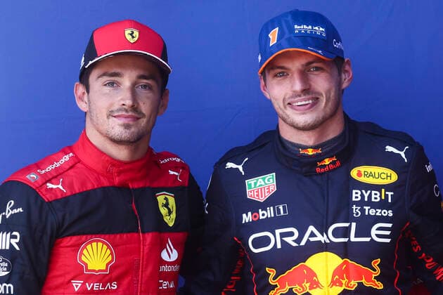 September 3, 2022, Zandvoort, Netherlands: September 3, 2022, Zandvoort, Netherlands: MAX VERSTAPPEN of Red Bull Racing and CHARLES LECLERC of Scuderia Ferrari pose after qualifying during Formula 1 Dutch Grand Prix Qualifying Day at Circuit Zandvoort on September 3, 2022 in Zandvoort, Netherlands. Zandvoort Netherlands - ZUMAz156 20220903_zip_z156_063 Copyright: xBeataxZawrzelx