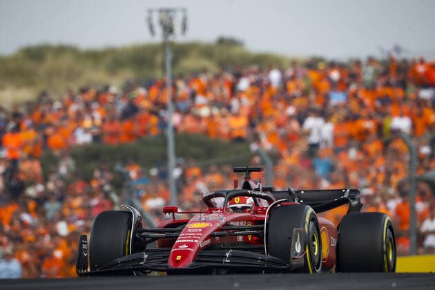 16 LECLERC Charles (mco), Scuderia Ferrari F1-75, action during the Formula 1 Heineken Dutch Grand Prix 2022, 15th round of the 2022 FIA Formula One World Championship, WM, Weltmeisterschaft from September 2 to 4, 2022 on the Zandvoort Circuit, in Netherlands, Belgium - F1 - DUTCH GRAND PRIX 2022 - RACE DPPI Panoramic  00122036__V2_8571.JPG_