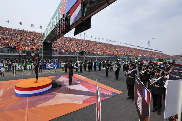 National Anthem Ceremony during the Formula 1 Heineken Dutch Grand Prix 2022, 15th round of the 2022 FIA Formula One World Championship, WM, Weltmeisterschaft from September 2 to 4, 2022 on the Zandvoort Circuit, in Netherlands, Belgium - F1 - DUTCH GRAND PRIX 2022 - RACE DPPI Panoramic  00122036_2R6_0750.JPG_