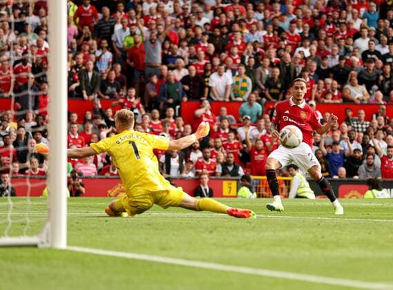 Sport Themen der Woche KW35 Mandatory Credit: Photo by Paul Currie Shutterstock (13360385ei) Antony of Manchester United, ManU scores the 1st goal Manchester United v Arsenal, Premier League, Football, Old Trafford, Manchester, UK - 04 Sep 2022 EDITORIAL USE ONLY No use with unauthorised audio, video, data, fixture lists, club league logos or live services. Online in-match use limited to 120 images, no video emulation. No use in betting, games or single club league player publications. Manchester United v Arsenal, Premier League, Football, Old Trafford, Manchester, UK - 04 Sep 2022 EDITORIAL USE ONLY No use with unauthorised audio, video, data, fixture lists, club league logos or live services. Online in-match use limited to 120 images, no video emulation. No use in betting, games or single club league player publications.  Copyright: xPaulxCurrie Shutterstockx 13360385ei