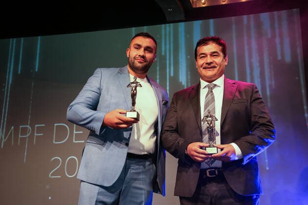 Boxing Herqul 2022 German Boxing Award, Berlin, 04 09 2022 Fight of the Year Ali Eren Demirecen and promoter Erol Ceylan EC Boxing Berlin Germany