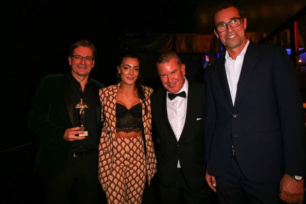 Boxing Herqul 2022 German Boxing Award, Berlin, 04 09 2022 f l Claus Strunz, Valentina Maceri, Jörg Lubrich and Michael Preetz Hertha BSC Berlin Germany