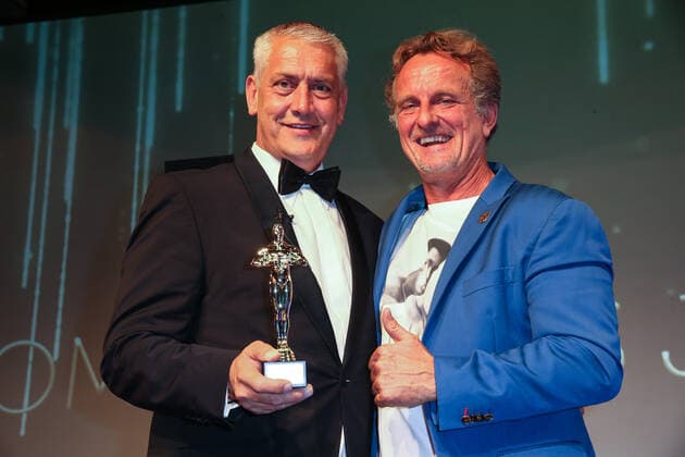 Boxing Herqul 2022 German Boxing Award, Berlin, 04 09 2022 promoter of the year Ulf Steinforth SES Boxing, l and Thomas Pütz BDB President Berlin Germany