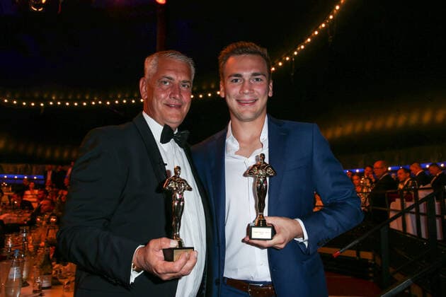 Boxing Herqul 2022 German Boxing Award, Berlin, 04 09 2022 Promoter Ulf Steinforth Promoter of the Year, l and Tim Vößing Youngstar of the Year, both SES Boxing Berlin Germany.