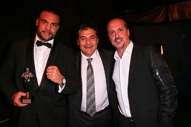 Boxing Herqul 2022 German Boxing Award, Berlin, 04 09 2022 Award Comeback of the Year Mahmoud Manuel Charr, Promoter Erol Ceylan EC Boxing and Alex Christensen Berlin Germany