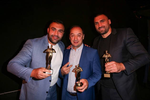 Boxing Herqul 2022 German Boxing Award, Berlin, 04 09 2022 f l Ali Eren Demirecen, Bülent Baser and Victor Faust Berlin Germany