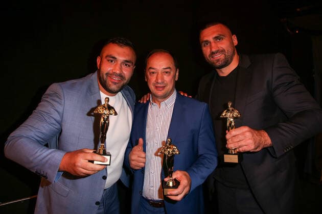 Boxing Herqul 2022 German Boxing Award, Berlin, 04 09 2022 f l Ali Eren Demirecen, Bülent Baser and Victor Faust Berlin Germany