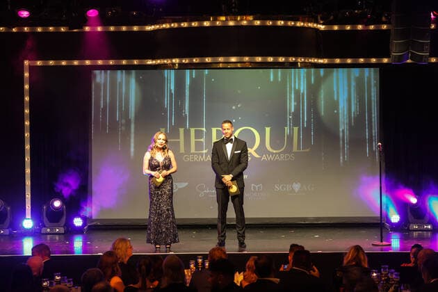 Boxing Herqul 2022 German Boxing Award, Berlin, 04 09 2022 Presenters Regina Halmich and Andrej Mangold Berlin Germany