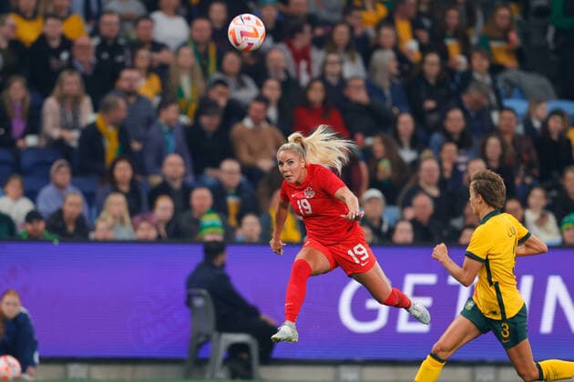 Adriana Leon of Canada shoots during the Women s Friendly match between CommBank Matildas (Australia Women) and Canada Women at Allianz Stadium, Sydney, Australia on 6 September 2022. Copyright: xPeterxDovganx 33080016