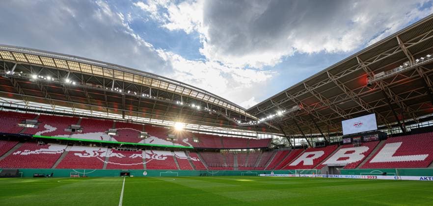 View of the arena before the match Football DFB Pokal 2022 23, 1 Main Round FC Teutonia Ottensen 05 RB Leipzig 0 8 30 August 2022 Leipzig, Red Bull Arena FC Teutonia Ottensen 05 RB Leipzig 0 8