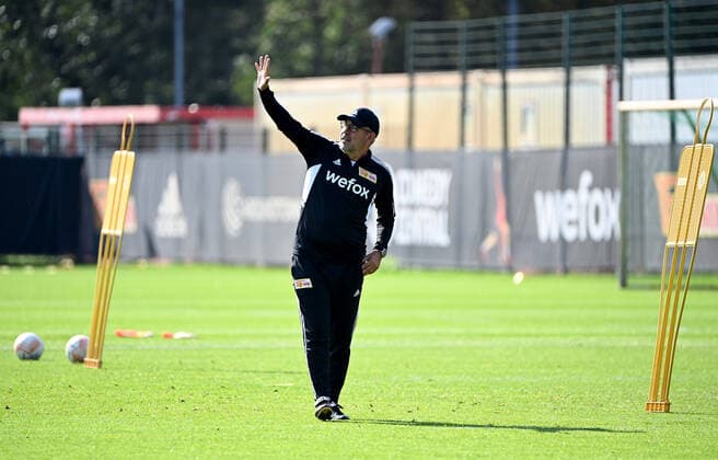 Football, men, season 2022 2023, Europa League, 1 FC Union Berlin, final training before the Europa League match 1 FC Union Berlin Royale Union Saint Gilloise, coach Urs Fischer 1 FC Union , 07 09 2022, Copyright: xMatthiasxKochx