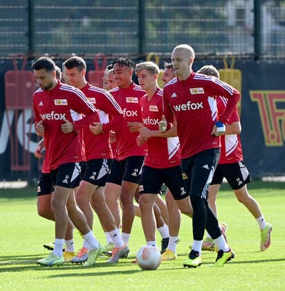 Football, men, season 2022 2023, Europa League, 1 FC Union Berlin, final training before the Europa League match 1 FC Union Berlin Royale Union Saint Gilloise, v l Milos Pantovic 1 FC Union , Janik Haberer 1 FC Union Berlin , Jamie Leweling 1 FC Union Berlin , Timo Baumgartl 1 FC Union Berlin , 07 09 2022, Copyright: xMatthiasxKochx