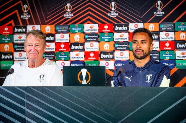 220907 Head coach Age Hareide and Isaac Kiese Thelin during a press conference with Malmö FF on September 7, 2022 in Malmö Photo Christian Örnberg BILDBYRAN COP 166 CO0227 football football soccer fotball uefa europa league press conference press conference malmö ff bbeng,  Copyright: CHRISTIANxÖRNBERG BB220907CO107