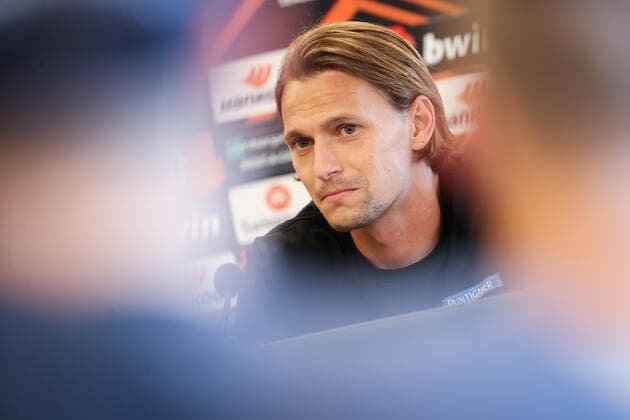 SOCCER - UEFA EL, Sturm vs Midtylland GRAZ,AUSTRIA,07.SEP.22 - SOCCER - UEFA Europa League, group stage, SK Sturm Graz vs FC Midtylland, preview, press conference, PK, Pressekonferenz Sturm. Image shows Stefan Hierlaender (Sturm).  GEPAxpictures xChristianxWalgram