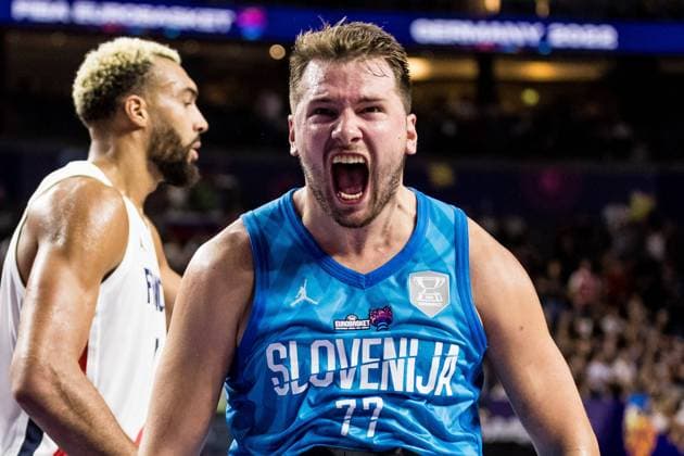 FIBA EUROBASKET, France Slovenia 07 09 2022 Luka Doncic 77 Slovenia bruellt FIBA EUROBASKET, France Slovenia, Cologne, LANXESSarena Copyright: xBEAUTIFULxSPORTS Wunderlx